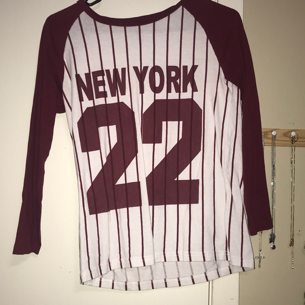 red striped new york jersey long sleeve shirt